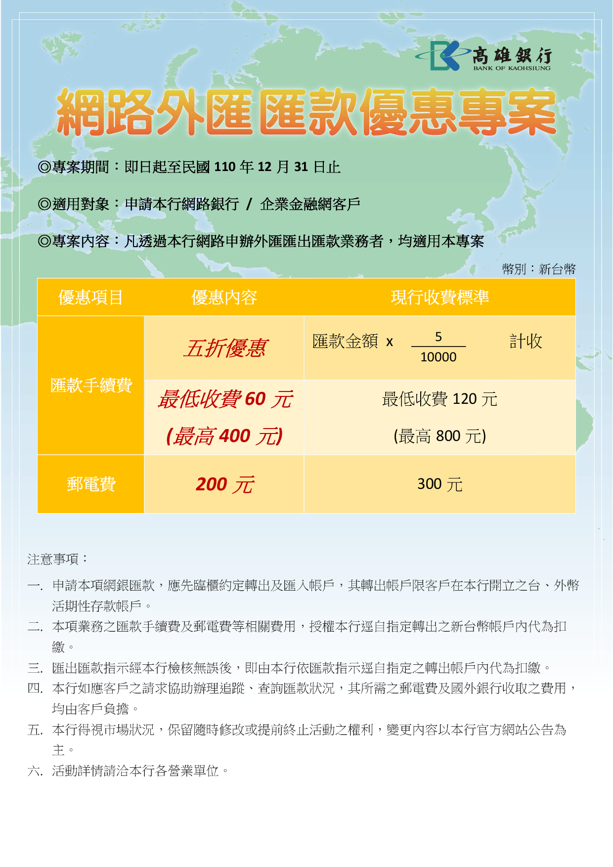 網路銀行外匯匯款優惠專案 網路銀行外匯匯款優惠專案