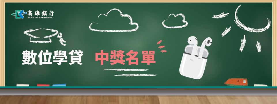 「數位學貸新體驗,便利生活一手貸」活動中獎名單