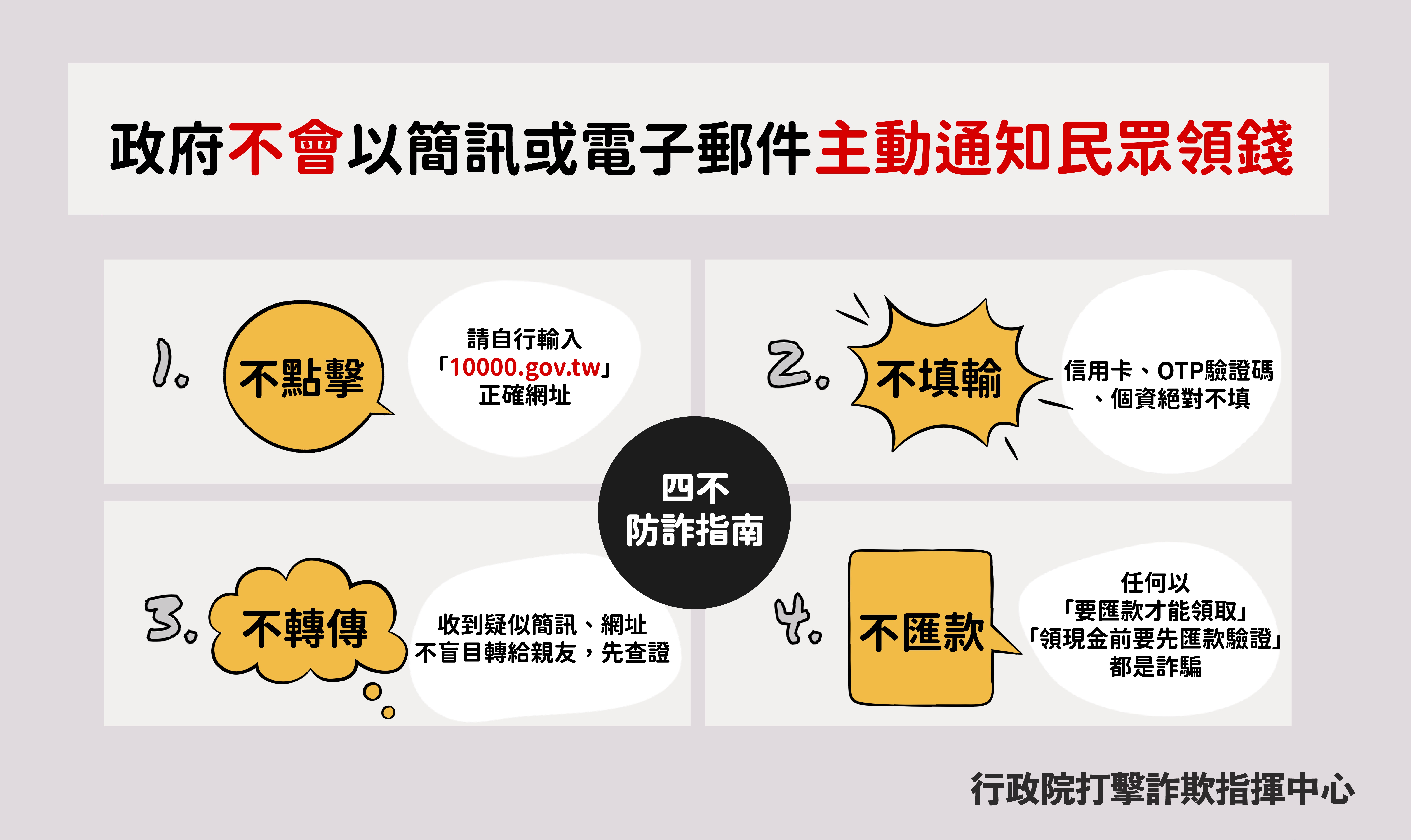 中央識詐宣導－普發現金登記領取注意事項